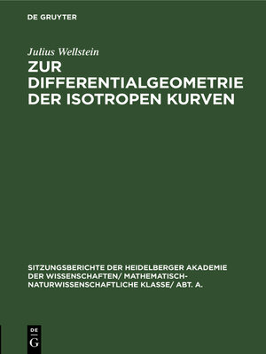 cover image of Zur Differentialgeometrie der isotropen Kurven